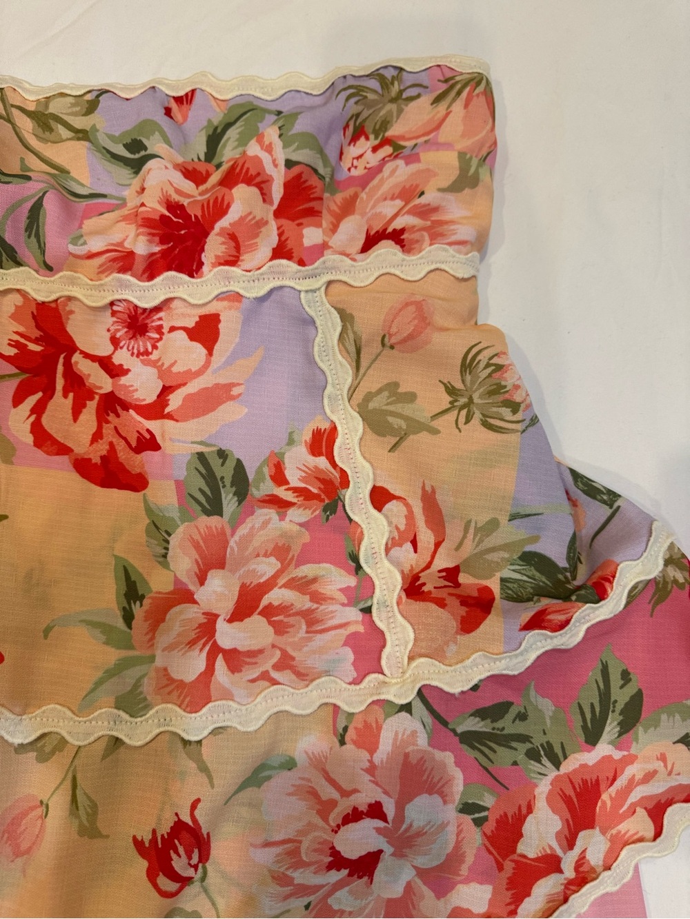 Altar'd State Pastel Floral Tiered Ruffle Shorts - Pink, Lavender & Peach - Picture 4 of 5